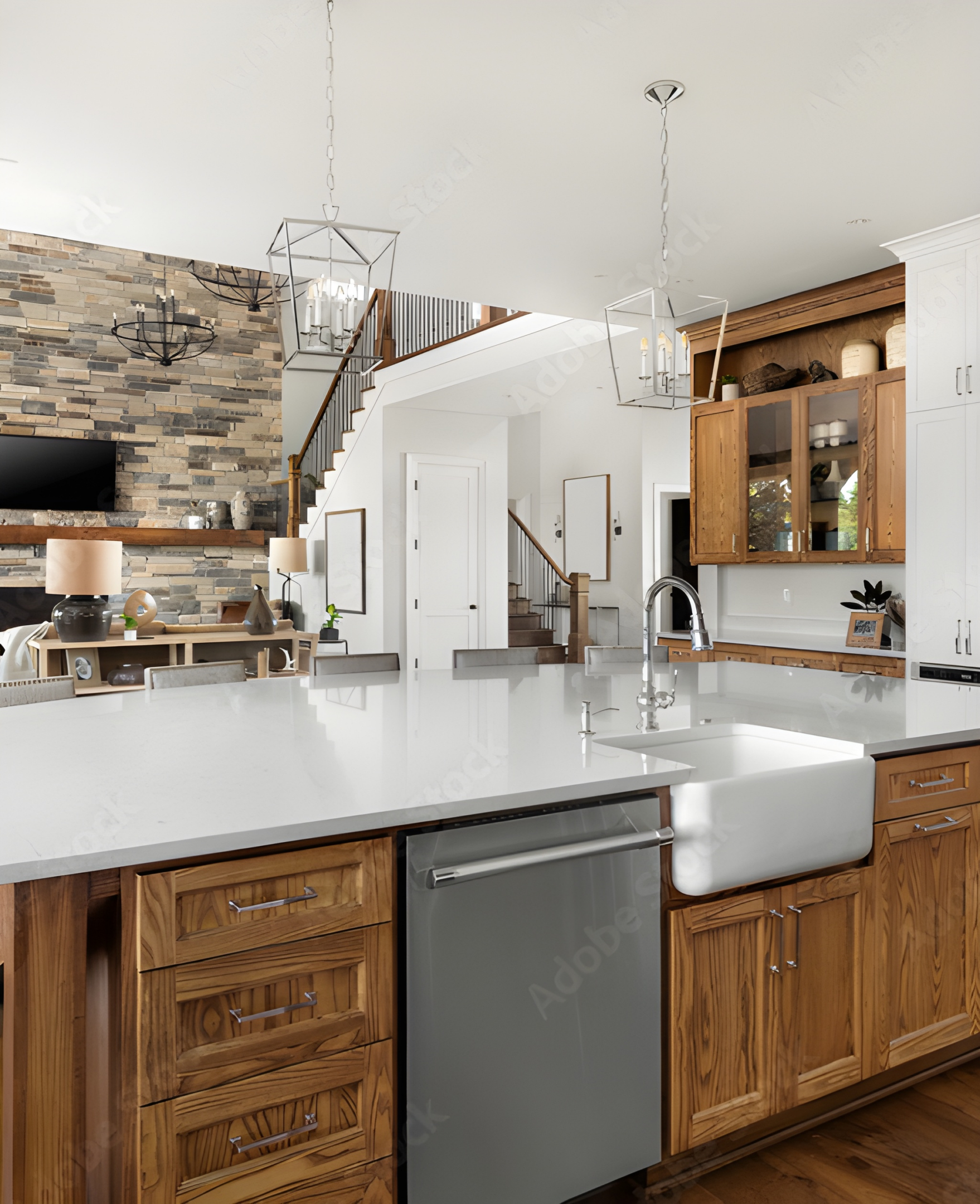 Contemporary kitchen and dining area