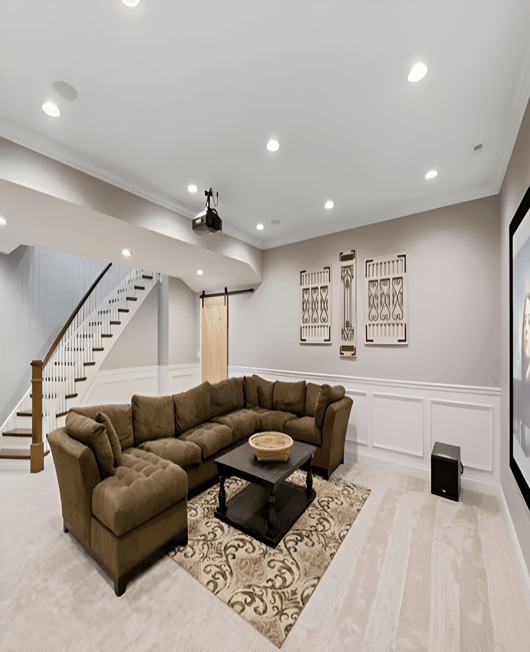 Modern basement living area design