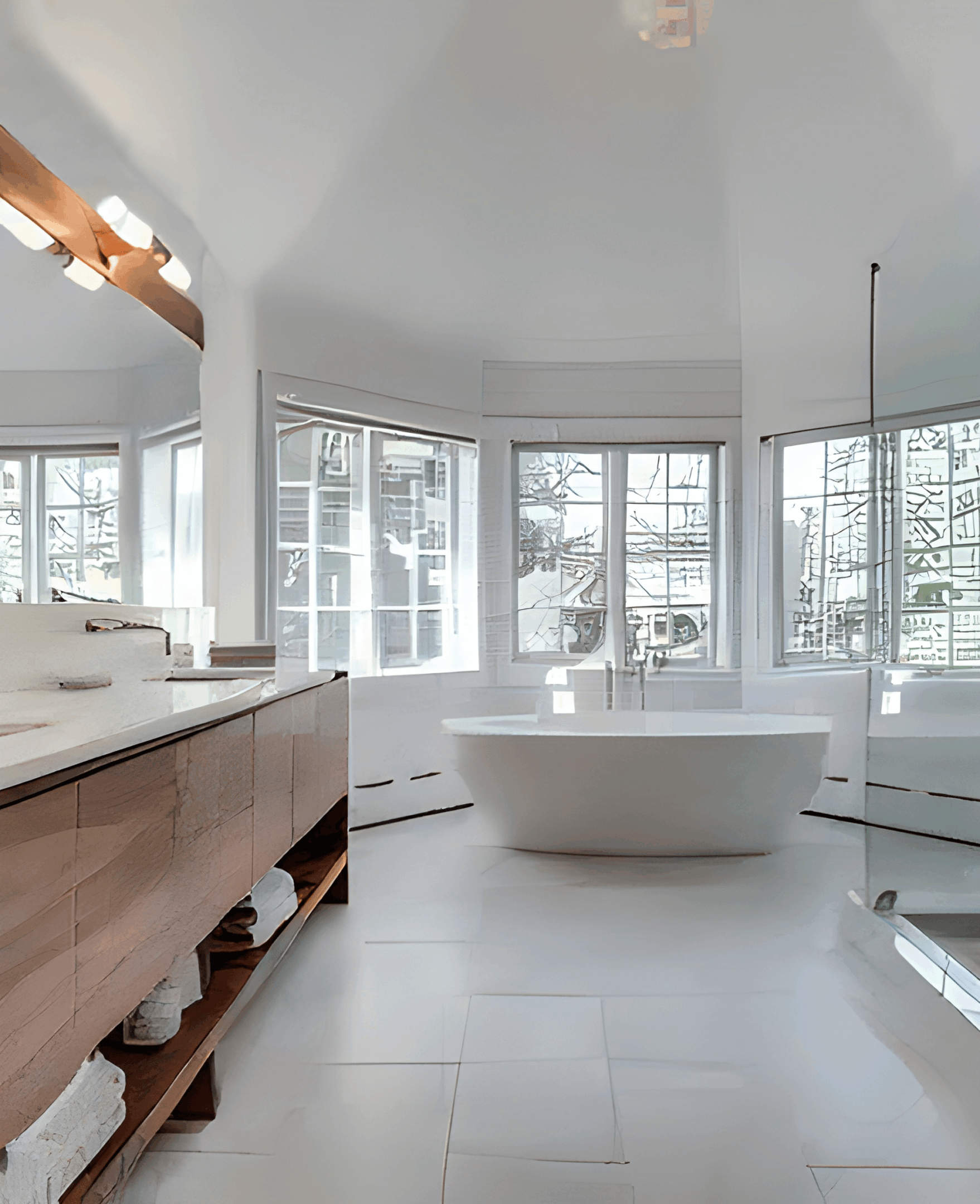 Modern bathroom with freestanding bathtub